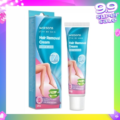 WATSONS Hair Removal Cream for Body & Legs (Up to 7 Days of Smoothness + Soothing Aloe Vera & Vitamin E + Moisturize Skin + Suitable for Sensitive Skin) 25g