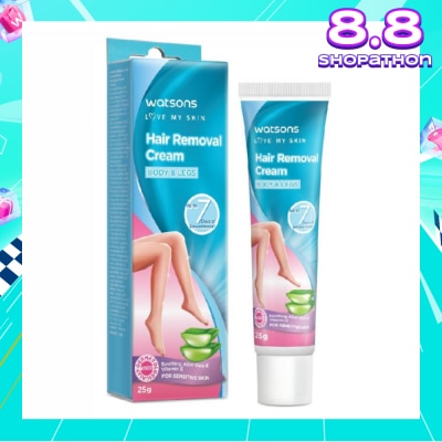 WATSONS Hair Removal Cream for Body & Legs (Up to 7 Days of Smoothness + Soothing Aloe Vera & Vitamin E + Moisturize Skin + Suitable for Sensitive Skin) 25g