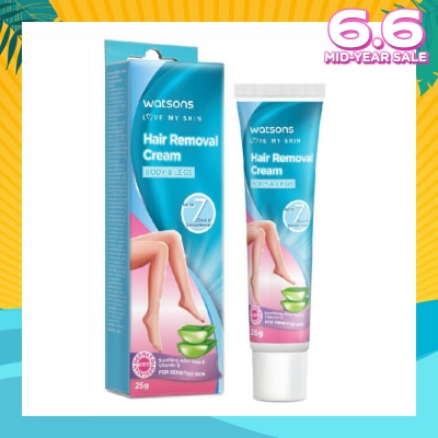 WATSONS Hair Removal Cream for Body & Legs (Up to 7 Days of Smoothness + Soothing Aloe Vera & Vitamin E + Moisturize Skin + Suitable for Sensitive Skin) 25g