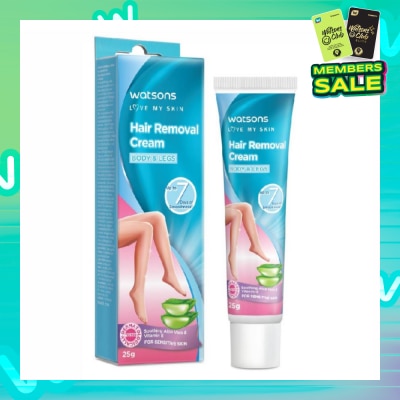 WATSONS Hair Removal Cream for Body & Legs (Up to 7 Days of Smoothness + Soothing Aloe Vera & Vitamin E + Moisturize Skin + Suitable for Sensitive Skin) 25g