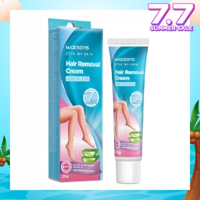 WATSONS Hair Removal Cream for Body & Legs (Up to 7 Days of Smoothness + Soothing Aloe Vera & Vitamin E + Moisturize Skin + Suitable for Sensitive Skin) 25g