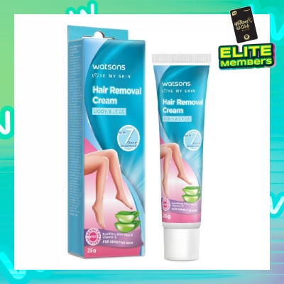 WATSONS Hair Removal Cream for Body & Legs (Up to 7 Days of Smoothness + Soothing Aloe Vera & Vitamin E + Moisturize Skin + Suitable for Sensitive Skin) 25g