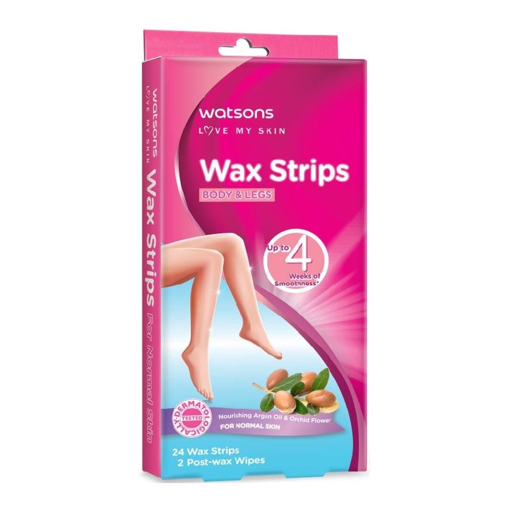 Wax Strips for Body & Legs (Up to 4 weeks of Smoothness + Nourishing Argan Oil & Orchid Flower + Suitable for Normal Skin ) 24s