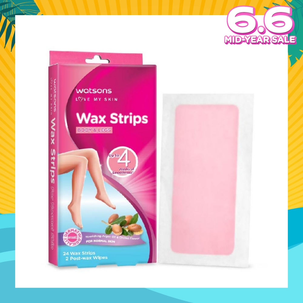 Wax Strips for Body & Legs (Up to 4 weeks of Smoothness + Nourishing Argan Oil & Orchid Flower + Suitable for Normal Skin ) 24s