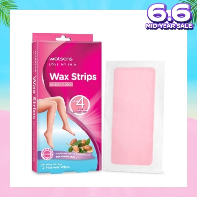 WATSONS Wax Strips for Body & Legs (Up to 4 weeks of Smoothness + Nourishing Argan Oil & Orchid Flower + Suitable for Normal Skin ) 24s