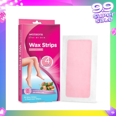 WATSONS Wax Strips for Body & Legs (Up to 4 weeks of Smoothness + Nourishing Argan Oil & Orchid Flower + Suitable for Normal Skin ) 24s