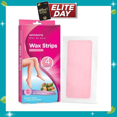 WATSONS Wax Strips for Body & Legs (Up to 4 weeks of Smoothness + Nourishing Argan Oil & Orchid Flower + Suitable for Normal Skin ) 24s image