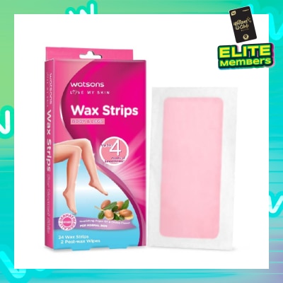 WATSONS Wax Strips for Body & Legs (Up to 4 weeks of Smoothness + Nourishing Argan Oil & Orchid Flower + Suitable for Normal Skin ) 24s