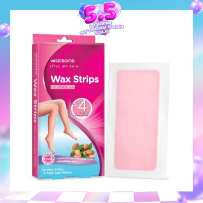 WATSONS - Wax Strips for Body & Legs (Up to 4 weeks of Smoothness + Nourishing Argan Oil & Orchid Flower + Suitable for Normal Skin ) 24s