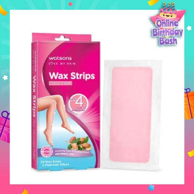 WATSONS Wax Strips for Body & Legs (Up to 4 weeks of Smoothness + Nourishing Argan Oil & Orchid Flower + Suitable for Normal Skin ) 24s