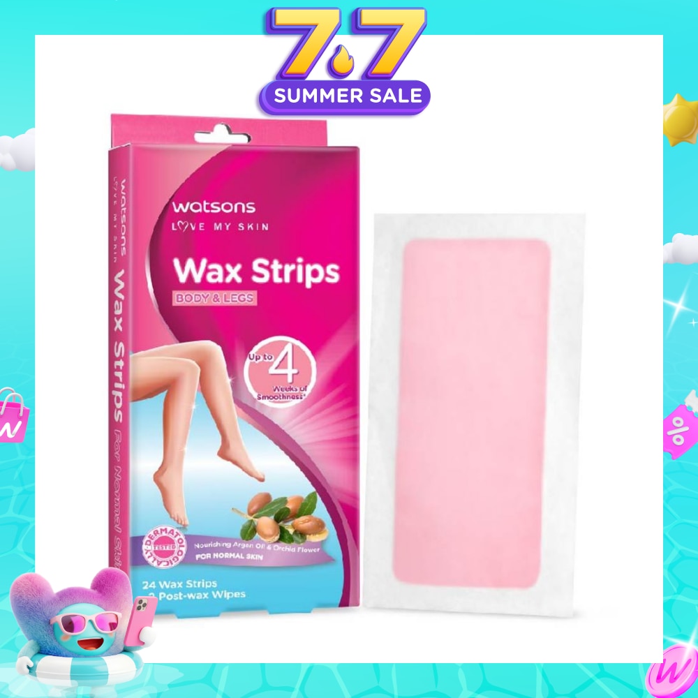 Wax Strips for Body & Legs (Up to 4 weeks of Smoothness + Nourishing Argan Oil & Orchid Flower + Suitable for Normal Skin ) 24s