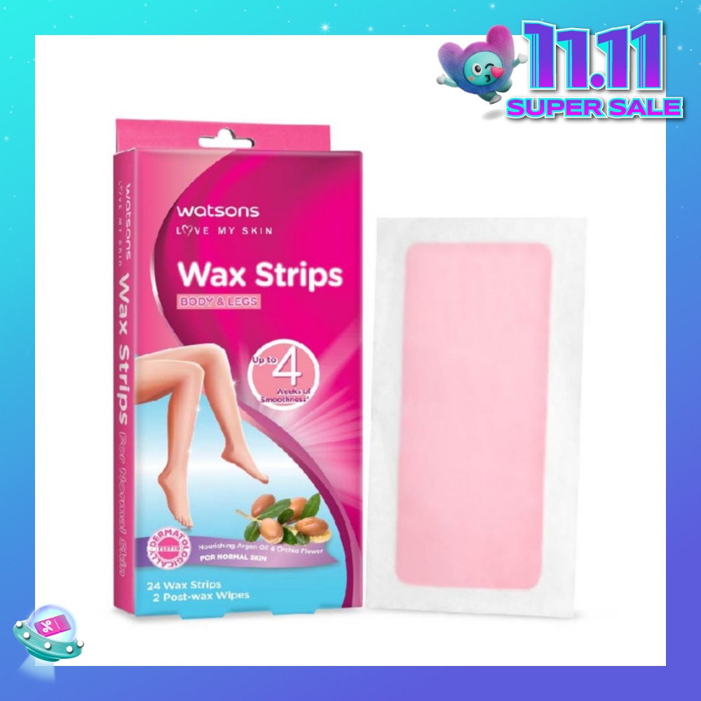 Wax Strips for Body & Legs (Up to 4 weeks of Smoothness + Nourishing Argan Oil & Orchid Flower + Suitable for Normal Skin ) 24s