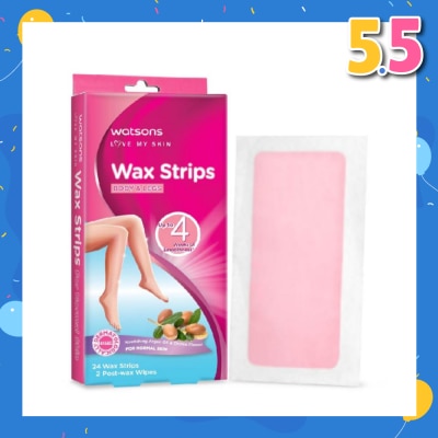 WATSONS Wax Strips for Body & Legs (Up to 4 weeks of Smoothness + Nourishing Argan Oil & Orchid Flower + Suitable for Normal Skin ) 24s
