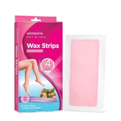 WATSONS Wax Strips for Body & Legs (Up to 4 weeks of Smoothness + Nourishing Argan Oil & Orchid Flower + Suitable for Normal Skin ) 24s