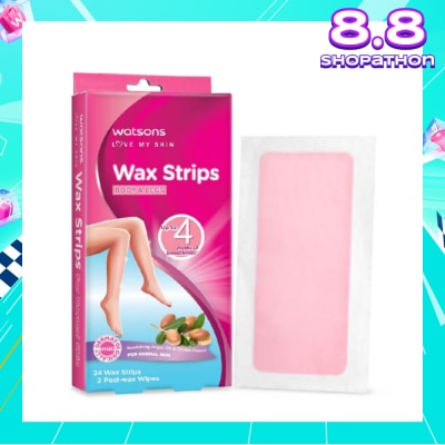 WATSONS Wax Strips for Body & Legs (Up to 4 weeks of Smoothness + Nourishing Argan Oil & Orchid Flower + Suitable for Normal Skin ) 24s