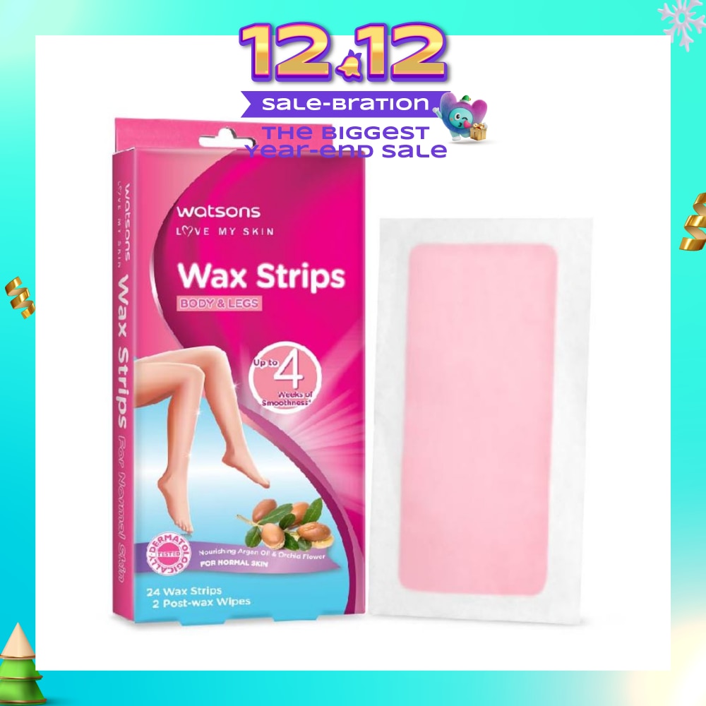 Wax Strips for Body & Legs (Up to 4 weeks of Smoothness + Nourishing Argan Oil & Orchid Flower + Suitable for Normal Skin ) 24s