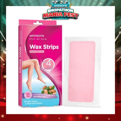 WATSONS - Wax Strips for Body & Legs (Up to 4 weeks of Smoothness + Nourishing Argan Oil & Orchid Flower + Suitable for Normal Skin ) 24s