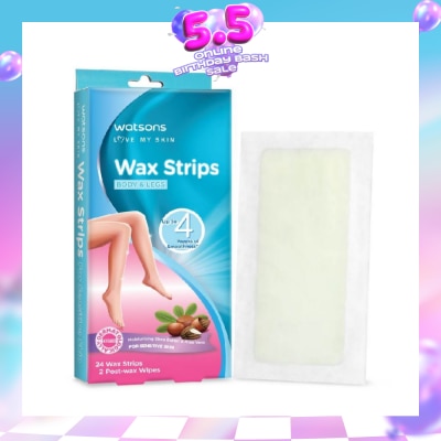 WATSONS - Wax Strips for Body & Legs (Up to 4 weeks of Smoothness + Moisturising Shea Butter & Aloe Vera to Soothe and Nourish Skin + Suitable for  Sensitive Skin) 24s