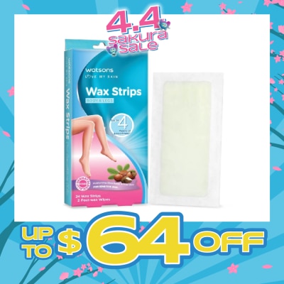 WATSONS - Wax Strips for Body & Legs (Up to 4 weeks of Smoothness + Moisturising Shea Butter & Aloe Vera to Soothe and Nourish Skin + Suitable for  Sensitive Skin) 24s