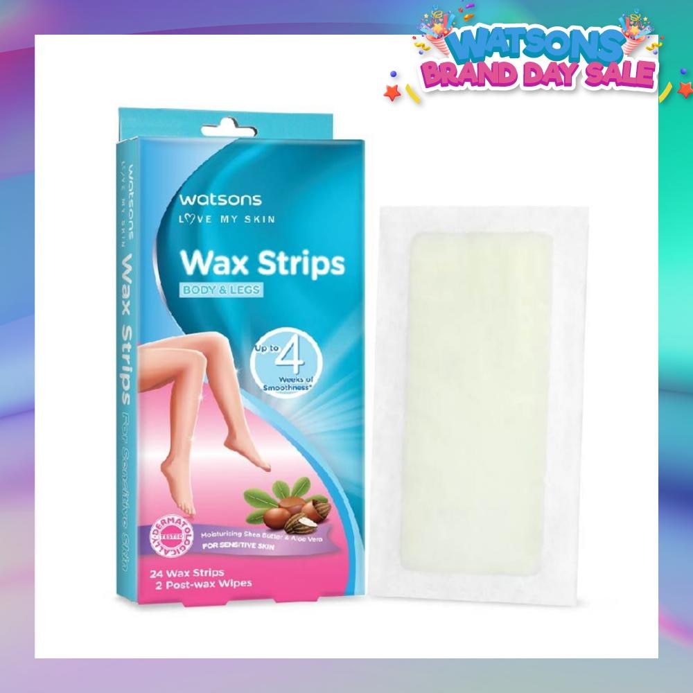 Wax Strips for Body & Legs (Up to 4 weeks of Smoothness + Moisturising Shea Butter & Aloe Vera to Soothe and Nourish Skin + Suitable for  Sensitive Skin) 24s