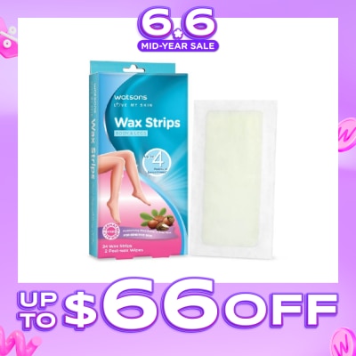 WATSONS - Wax Strips for Body & Legs (Up to 4 weeks of Smoothness + Moisturising Shea Butter & Aloe Vera to Soothe and Nourish Skin + Suitable for  Sensitive Skin) 24s