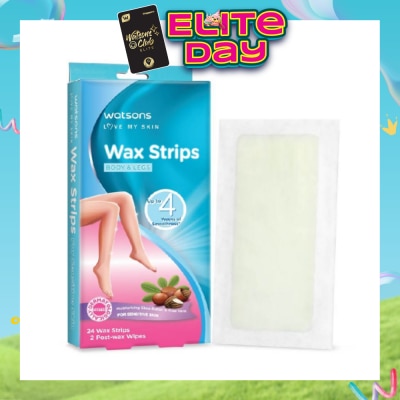 WATSONS - Wax Strips for Body & Legs (Up to 4 weeks of Smoothness + Moisturising Shea Butter & Aloe Vera to Soothe and Nourish Skin + Suitable for  Sensitive Skin) 24s