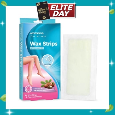 WATSONS Wax Strips for Body & Legs (Up to 4 weeks of Smoothness + Moisturising Shea Butter & Aloe Vera to Soothe and Nourish Skin + Suitable for Sensitive Skin) 24s image
