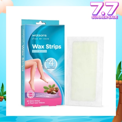 WATSONS Wax Strips for Body & Legs (Up to 4 weeks of Smoothness + Moisturising Shea Butter & Aloe Vera to Soothe and Nourish Skin + Suitable for  Sensitive Skin) 24s