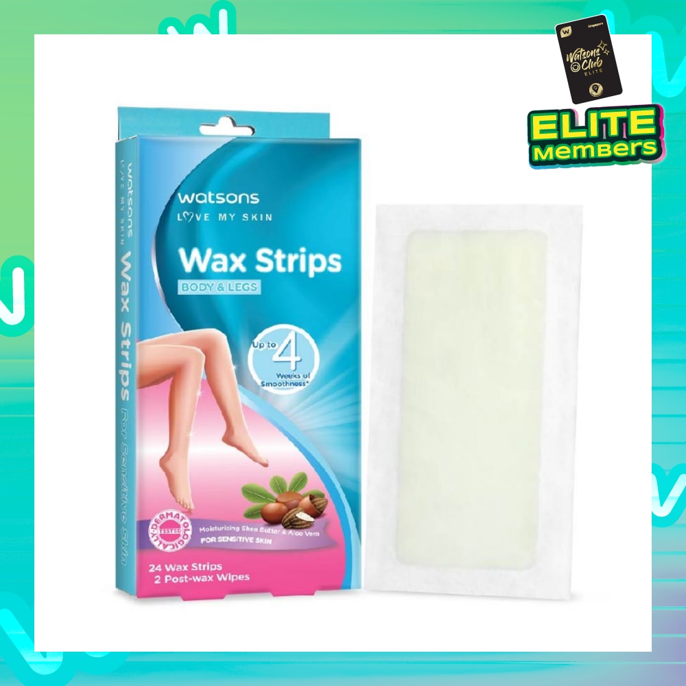 Wax Strips for Body & Legs (Up to 4 weeks of Smoothness + Moisturising Shea Butter & Aloe Vera to Soothe and Nourish Skin + Suitable for  Sensitive Skin) 24s
