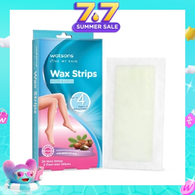 WATSONS - Wax Strips for Body & Legs (Up to 4 weeks of Smoothness + Moisturising Shea Butter & Aloe Vera to Soothe and Nourish Skin + Suitable for  Sensitive Skin) 24s