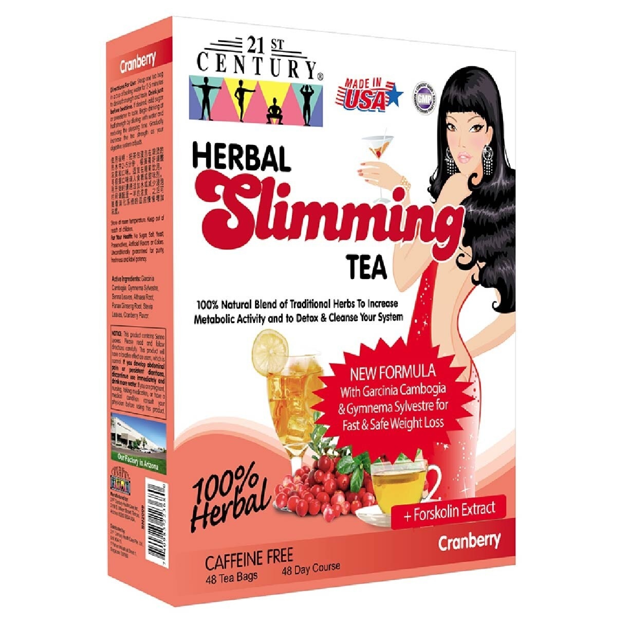 100% Herbal Slimming Caffine Free Tea Cranberry Tea Bags (Increase Metabolic Activity) 2g x 24s