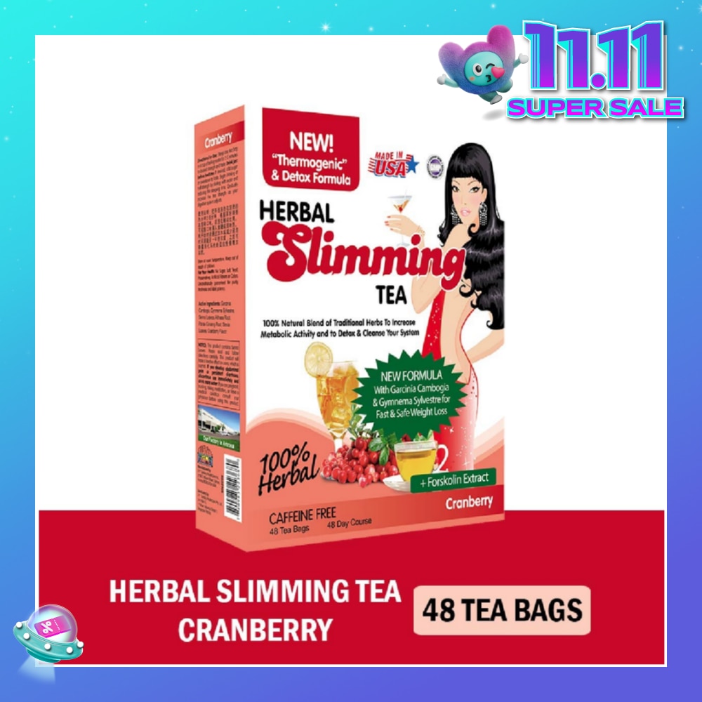 100% Herbal Slimming Caffine Free Tea Cranberry Tea Bags (Increase Metabolic Activity) 2g x 24s