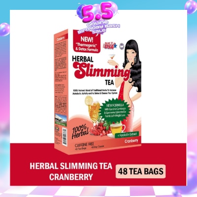 21ST CENTURY - 100% Herbal Slimming Caffine Free Tea Cranberry Tea Bags 2g x 48s