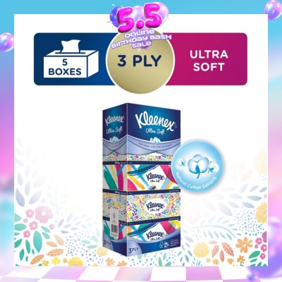 KLEENEX - Ultra Soft 3ply Facial Tissue Floral 5 Boxes