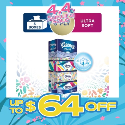 KLEENEX - Ultra Soft 3ply Facial Tissue Floral 5 Boxes