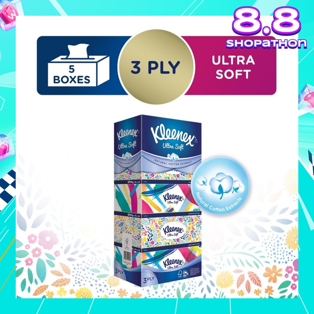 Ultra Soft 3ply Facial Tissue Floral 5 Boxes