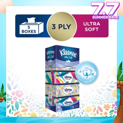KLEENEX Ultra Soft 3ply Facial Tissue Floral 5 Boxes