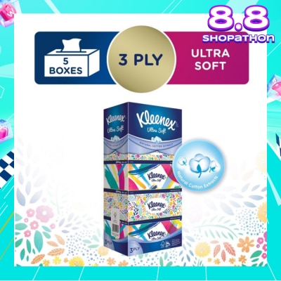 KLEENEX Ultra Soft 3ply Facial Tissue Floral 5 Boxes