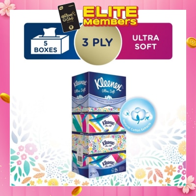 KLEENEX Ultra Soft 3ply Facial Tissue Floral 5 Boxes