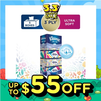 KLEENEX Ultra Soft 3ply Facial Tissue Floral 5 Boxes