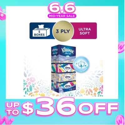 KLEENEX - Ultra Soft 3ply Facial Tissue Floral 5 Boxes