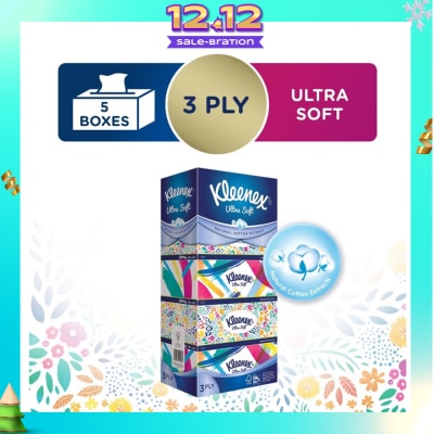 KLEENEX Ultra Soft 3ply Facial Tissue Floral 5 Boxes
