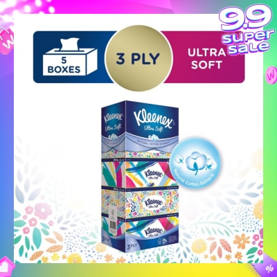 KLEENEX Ultra Soft 3ply Facial Tissue Floral 5 Boxes