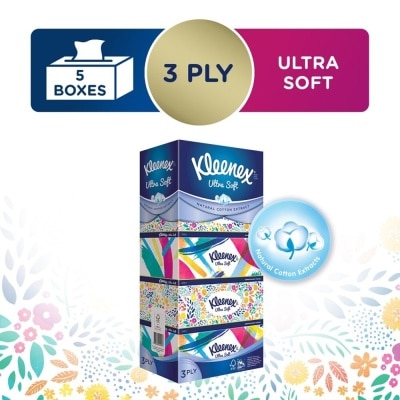 KLEENEX Ultra Soft 3ply Facial Tissue Floral 5 Boxes