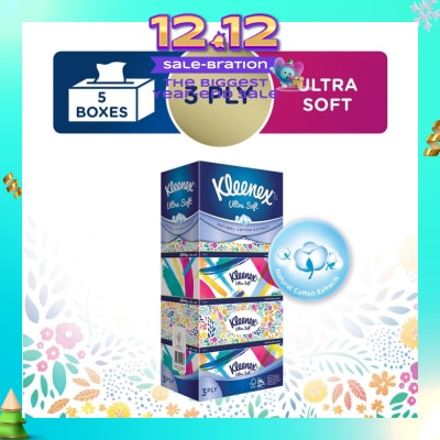 KLEENEX Ultra Soft 3ply Facial Tissue Floral 5 Boxes