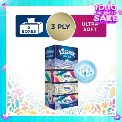 KLEENEX Ultra Soft 3ply Facial Tissue Floral 5 Boxes