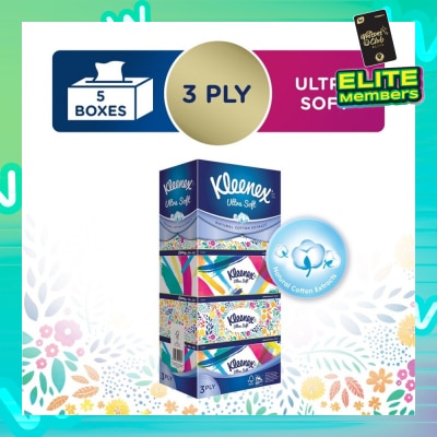 KLEENEX Ultra Soft 3ply Facial Tissue Floral 5 Boxes