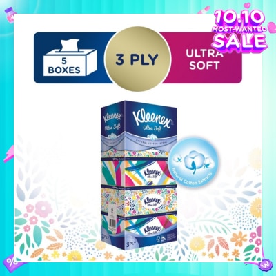 KLEENEX Ultra Soft 3ply Facial Tissue Floral 5 Boxes