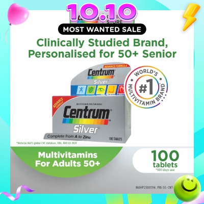 CENTRUM Advanced Formula Silver Multivitamin & Multineral Tablets for Adults 50+ (Complete from A to Zinc) 100s image