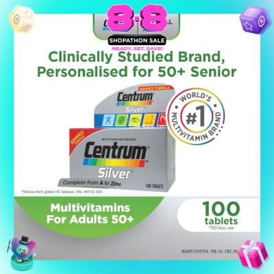 CENTRUM - Advanced Formula Silver Multivitamin & Multineral Tablets for Adults 50+ (Complete from A to Zinc) 100s